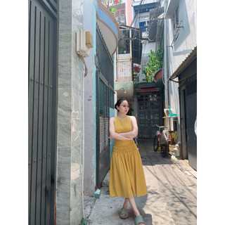 Đầm maxi xoè nhún chỉ ( Hoả tốc HCM )