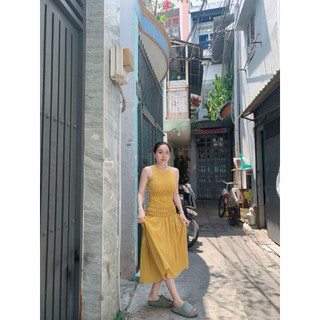 Đầm maxi xoè nhún chỉ ( Hoả tốc HCM )