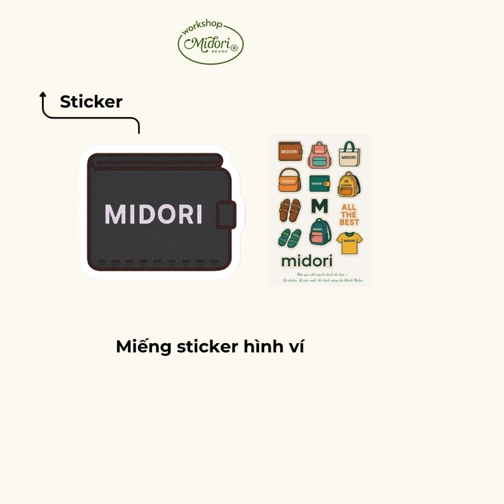 [S2] Sticker Dán Hình Ví Balo Túi Xách Áo Thun Trang Trí Nam Nữ Thương Hiệu M MIDORI
