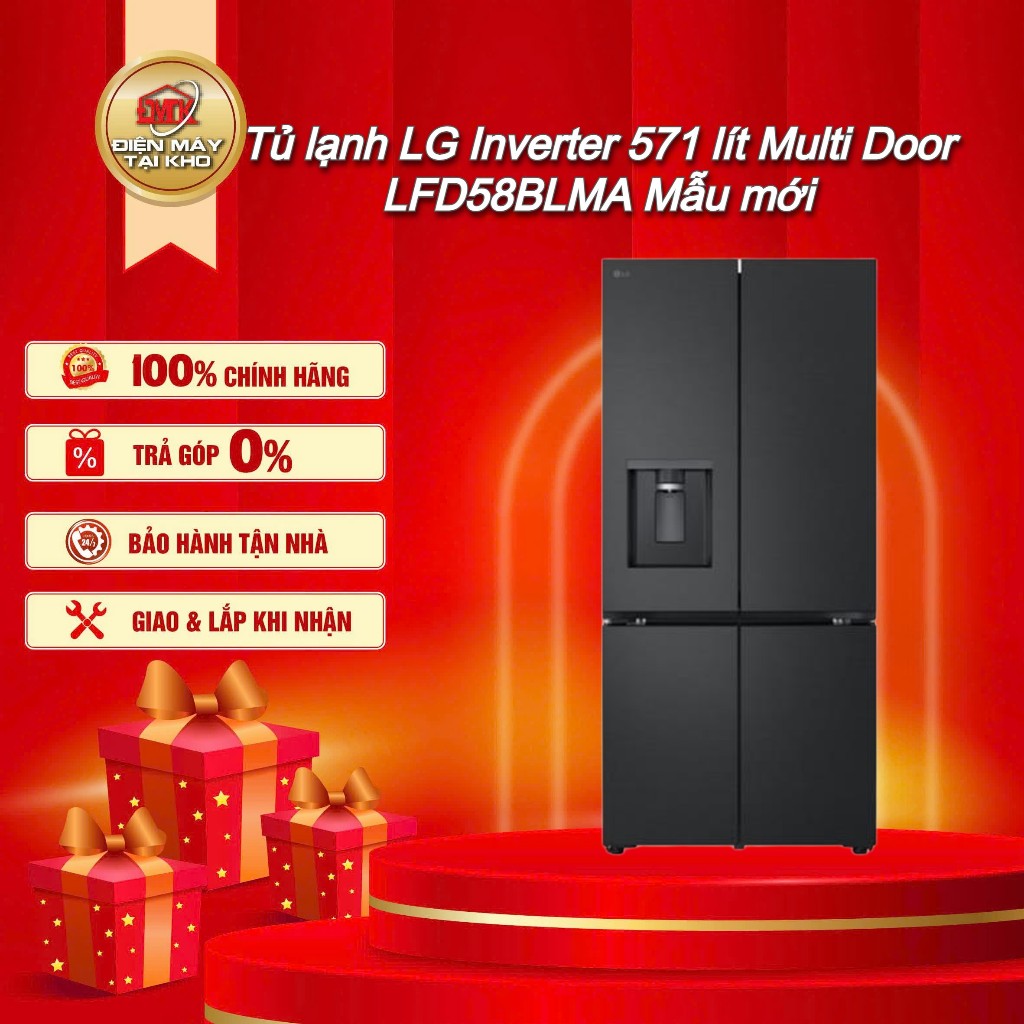 Tủ lạnh LG Inverter 571 lít Multi Door LFD58BLMA Mẫu mới