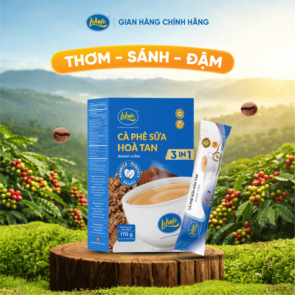 [New] - Cà phê sữa hòa tan 3in1 Lekofe - Hộp 10 gói x 17g - Đậm Vị Cà Phê, Tỉnh Từ Ngụm Đầu