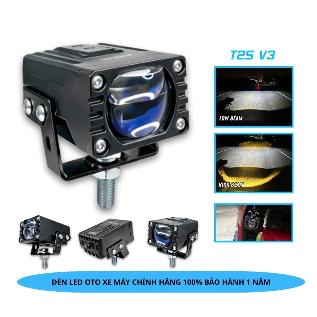 Đèn Trợ Sáng T2S V2 BMA 60W, Trợ Sáng BMA Chống Chói, Chống Nước IP68 - Bảo Hành 12 Tháng