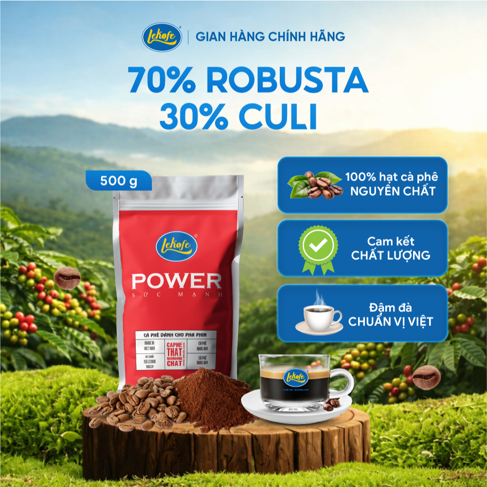 Cà phê Lekofe Sức Mạnh rang xay 500g