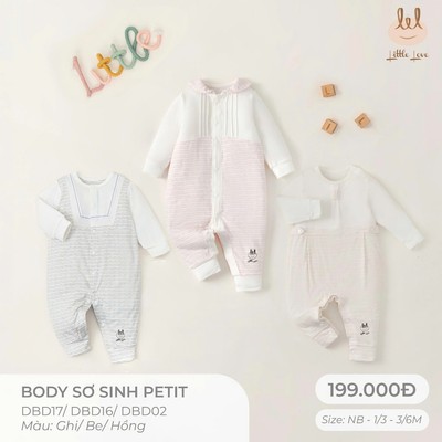 BỘ BODY SƠ SINH SỢI TRE LIL LITTLE LOVE [ SIÊU MỀM, MÁT, MỊN CO DÃN VÀ THẤM HÚT TỐT] SZ 1/3M - 3/12M (DBD17,DBD16,DBD02)