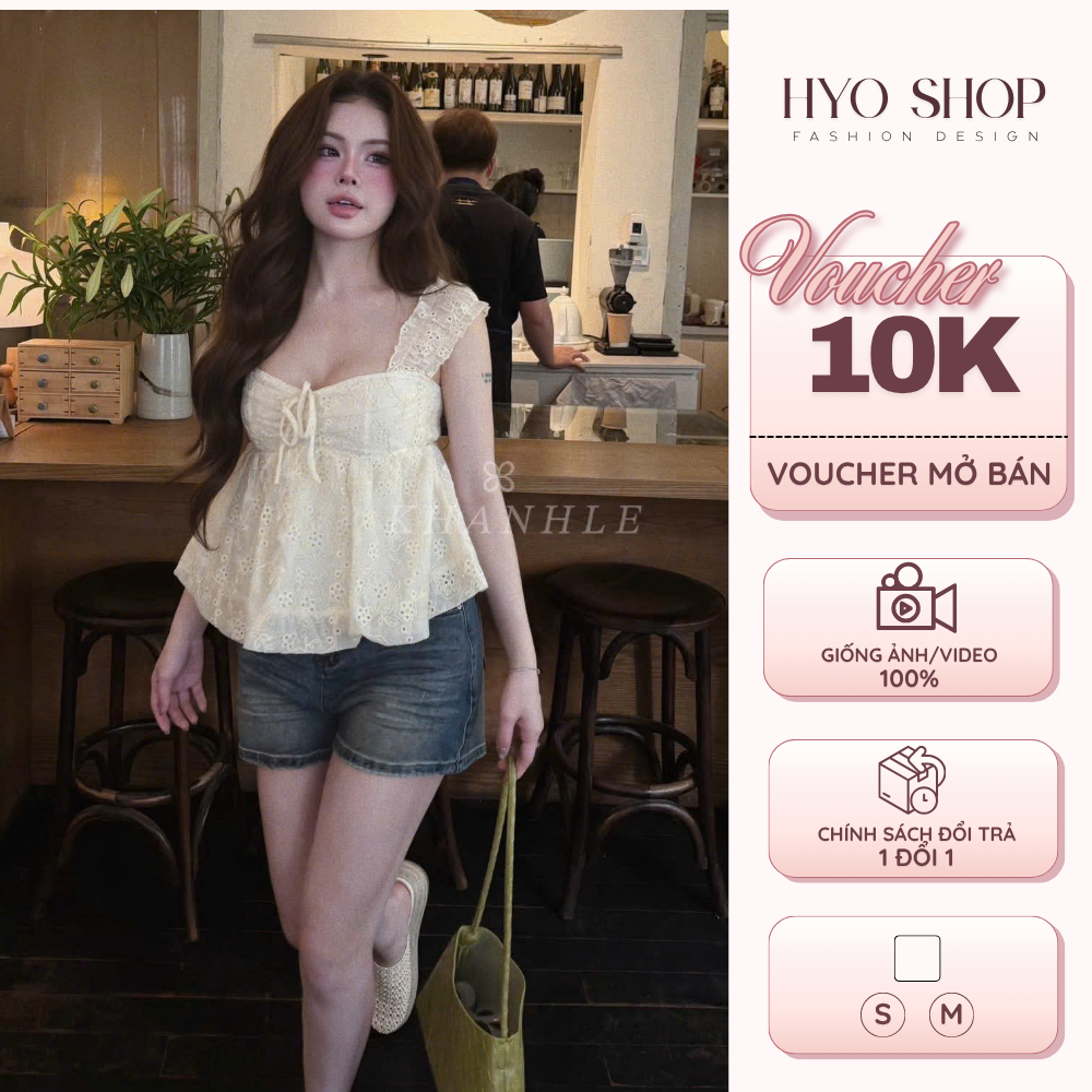 Áo 2 Dây Nữ Ren Thô Hoa Dáng Ngắn Tiểu Thư Dễ Phối Đồ - HYO SHOP