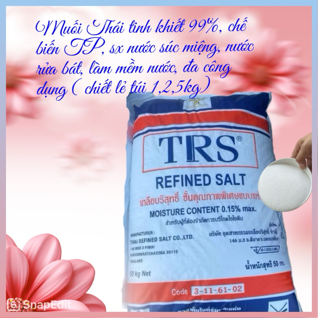 Muối Tinh Khiết NaCl TRS Thái Lan 99.9% - Dùng Cho Hồ Bơi, Xử Lý Nước, Công Nghiệp (5kg-25kg)