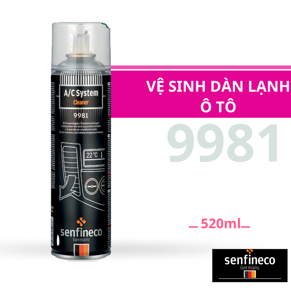 Chai xịt vệ sinh máy lạnh làm sạch và khử trùng SENFINECO 9981 System Cleaner dung tích 520ml