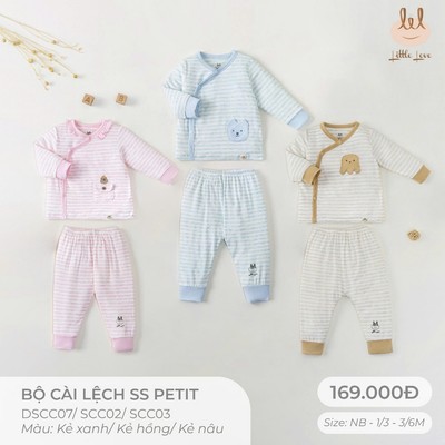 BỘ CÀI LỆCH SƠ SINH SỢI TRE LIL LITTLE LOVE [ SIÊU MỀM, MÁT, MỊN CO DÃN TỐT] SZ 1/3M - 3/12M (DSCC07,SCC02,SCC03)