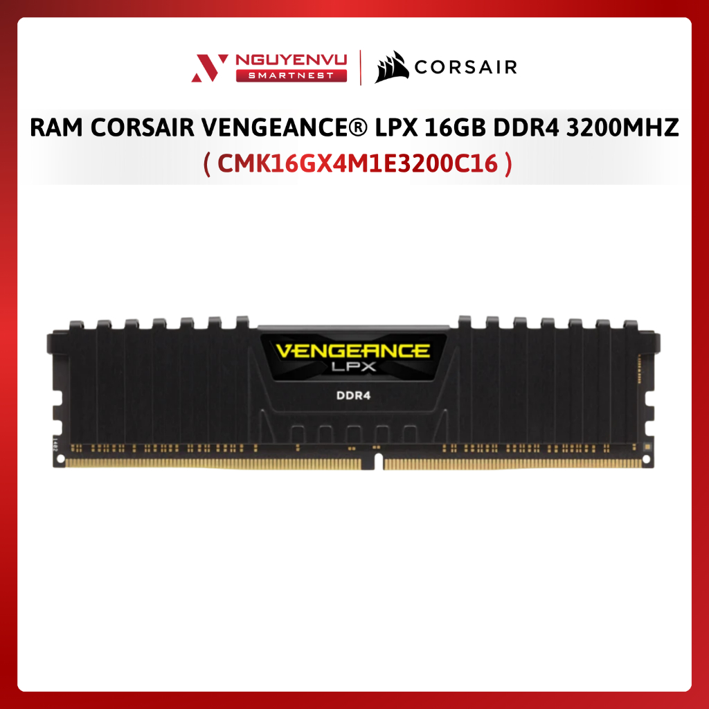 RAM CORSAIR VENGEANCE® LPX 16GB (1x16GB) DDR4 3200Mhz (CMK16GX4M1E3200C16) - Hàng Chính Hãng - Bảo H