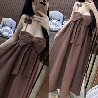 Váy suông dài phối nơ bigsize nữ dáng dài tiểu thư mềm mại