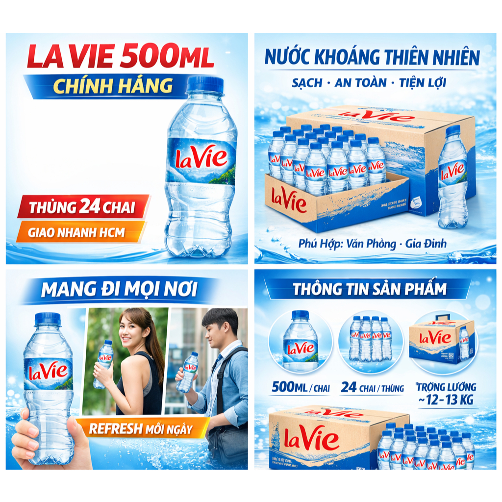 NƯỚC SUỐI LAVIE 24 CHAI x 500ML