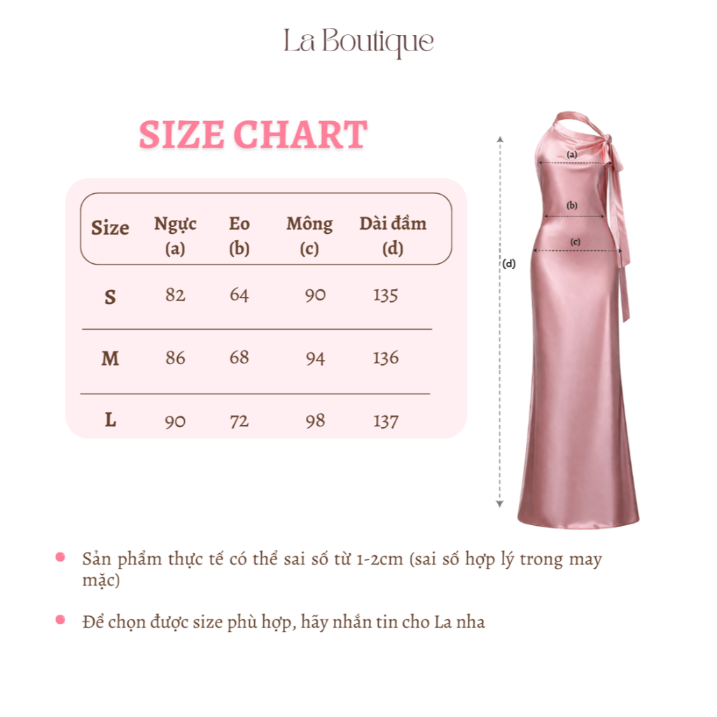 Đầm Lụa Dáng Dài Kiểu Cổ Yếm Thắt Nơ Hở Lưng Chất Lụa Nhũ Mềm La Boutique SS26 - DD005-2604LAT | BigBuy360 - bigbuy360.vn