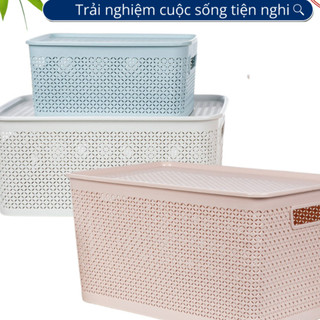 COMBO 2 Giỏ Nhựa Có Nắp Việt Nhật, Giỏ Đựng Đồ Đa Năng Tiết Kiệm Không Gian Nhà Bếp, Phòng Khách 3338 Mẫu mới