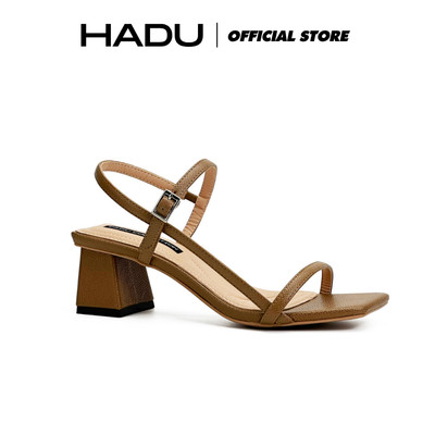 Giày Sandal Gót Vuông 5P Quai Ngang HADU M5120 Chất Da PU Vân Cao Cấp Đế TPR Chống Trượt BH 12T