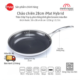 Chảo Chiên Inox iMat Hybrid Blackcube 28cm, Chống Dính Gốm Ceramic Màu Đen Mới