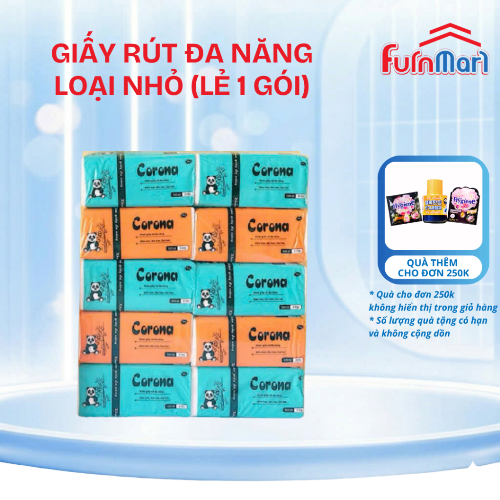 [SALE] Khăn giấy ăn rút Corona mini giấy trắng dai mịn (MÀU ngẫu nhiên)