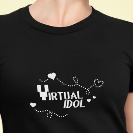 Áo thun boxy màu đen Virtual Idol - Sản phẩm của Penguin House