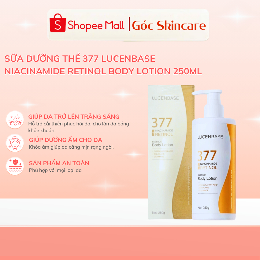 Sữa Dưỡng Thể 377 Lucenbase Niacinamide Retinol Body Lotion GC Nature Lọ 250mL