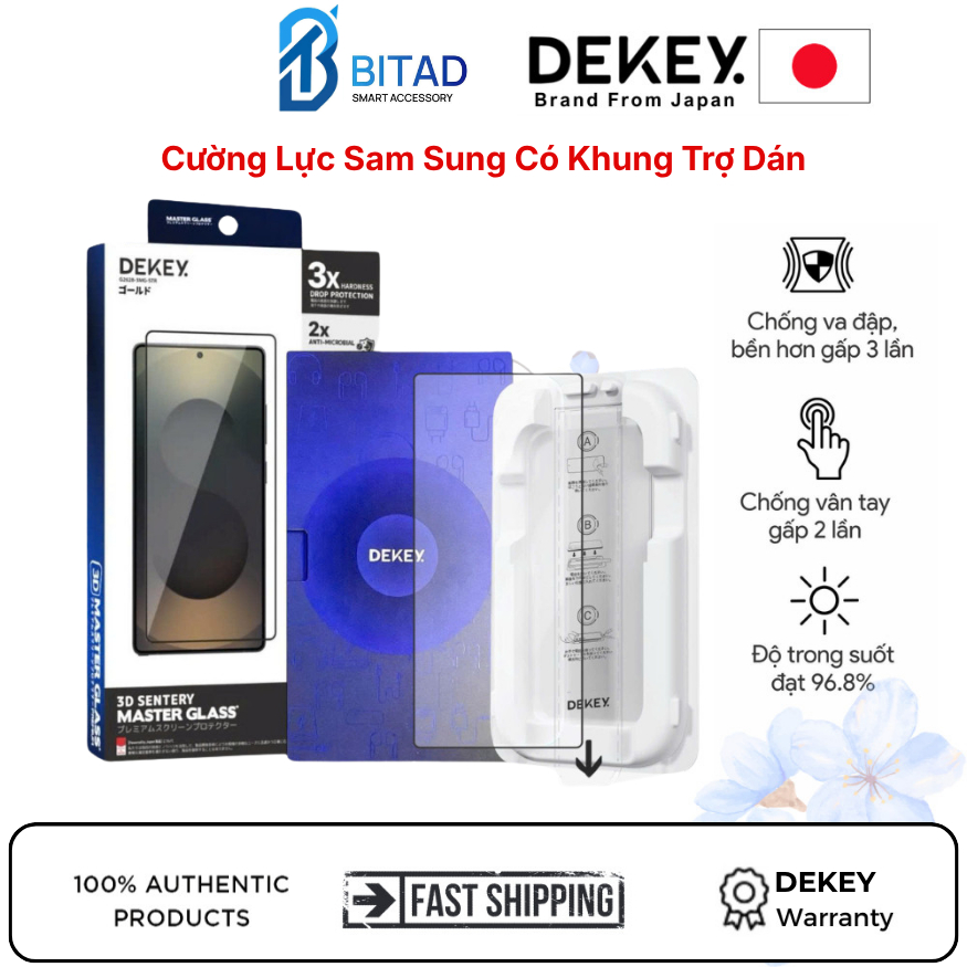 [Samsung] Kính Cường Lực DEKEY 3D Sentery Có Khung Trợ Dán Cho Samsung S24/S24 Ultra/S25/S25 Ultra