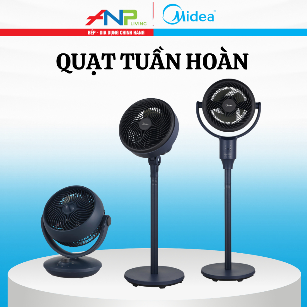Quạt cây Midea MFS070M0APBH - Quạt tuần hoàn không khí, 5 cánh, công suất 30W, xoay kép
