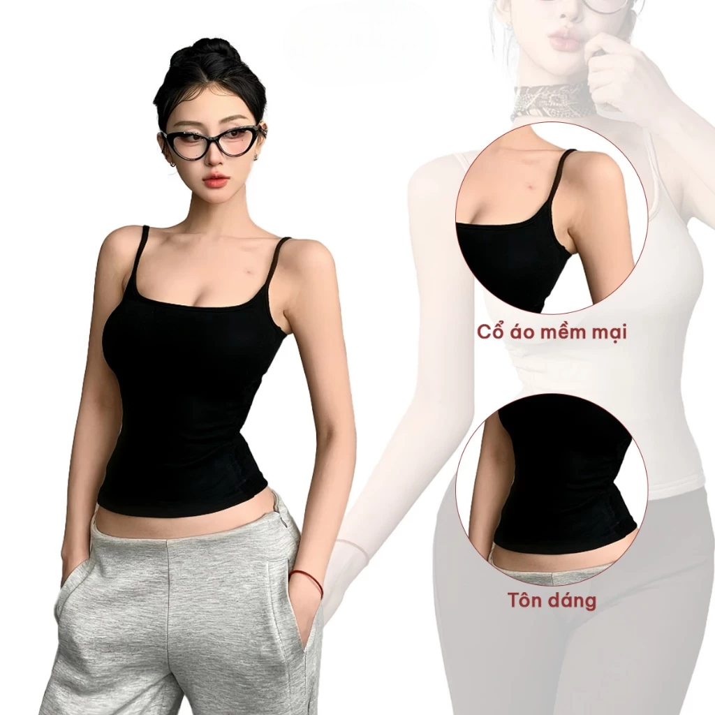 [Peinn] ( ÁO 2 LỚP không mút ) Áo Hai Dây Nữ Basic Ôm Body Chất Cotton Lông Mịn Tôn Dáng JUSTDUN 103 | BigBuy360 - bigbuy360.vn