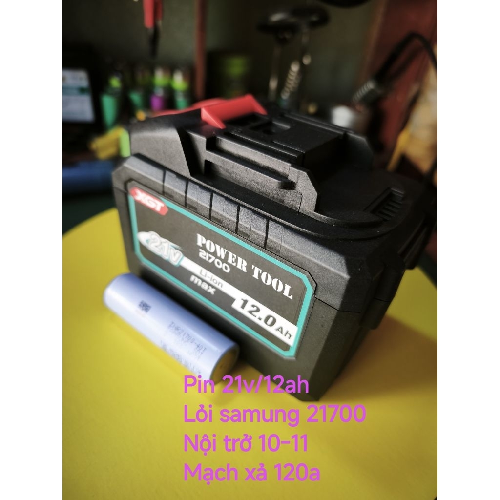 Pin đóng chân phổ thông M21,dung lượng 12ah,15cell Samsung 40T 21700