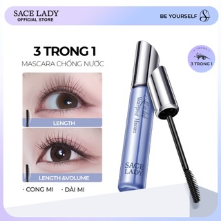 SACELADY Mascara chống thấm nước All-in-lash SACELADY Làm Cong và Dài mi 3 trong 1