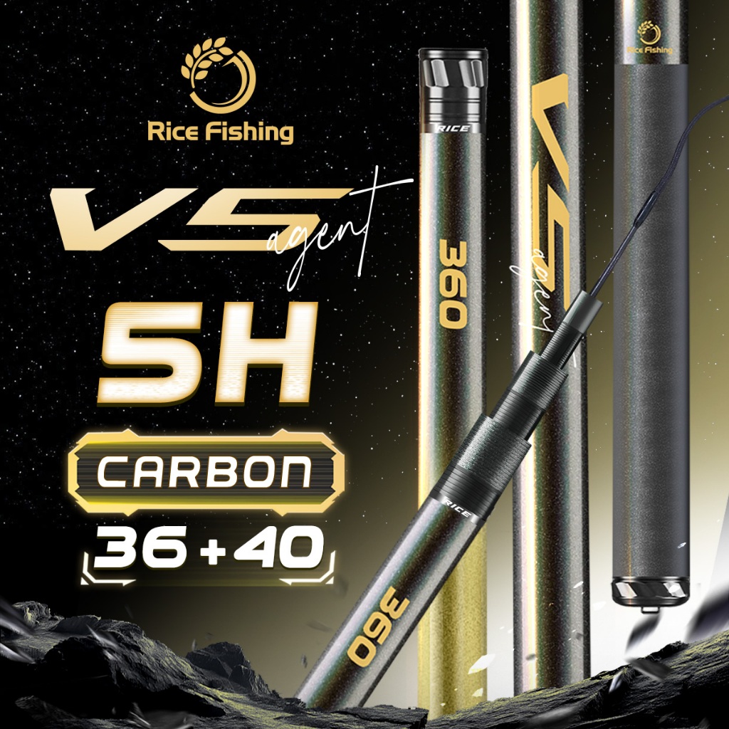 Cần câu đài V5 AGENT Ricefishing chất liệu cacbon 36+40T chuyên chắm chép CC-42