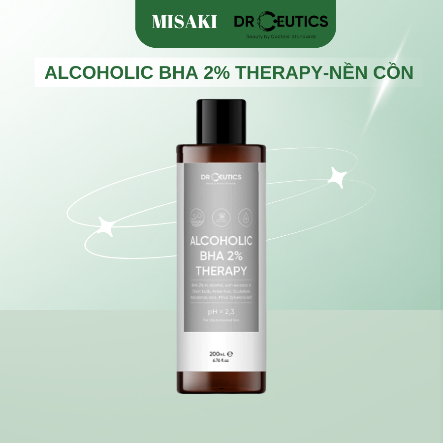Nước Cân Bằng Da Alcoholic BHA 2% Therapy- Drceutics Dung Dịch Loại Bỏ Tế Bào Chết (Nền Cồn) 100ml