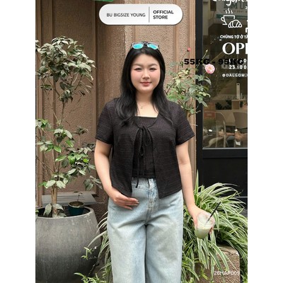 Áo khoác cộc tay mix áo 2 dây  BIGSIZE (55kg đến 95kg) – 26HAP009  - [BU Bigsize]