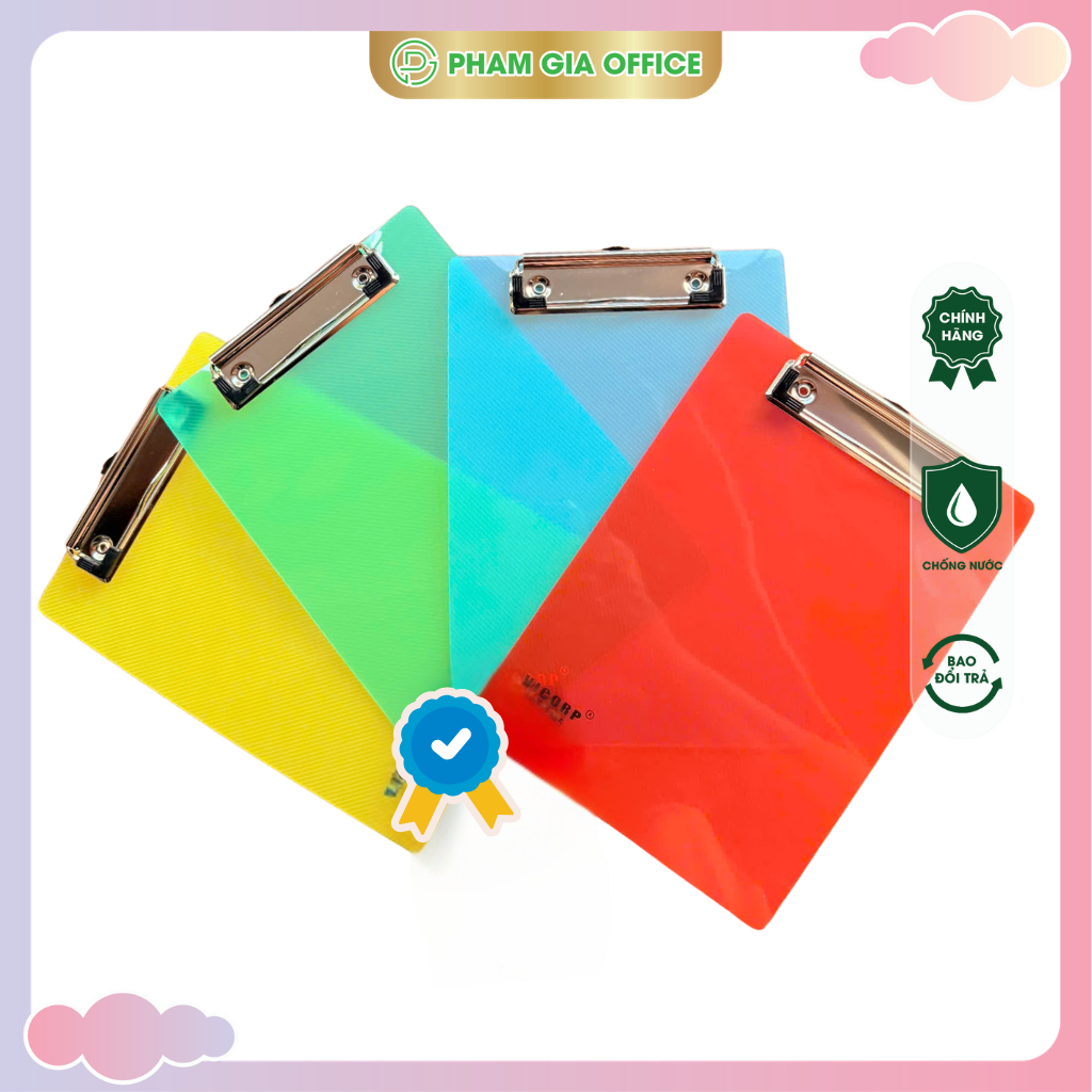 Bìa Kẹp Nhựa Đơn Dẻo A5 (Loại Trơn) 5 Màu - Kẹp Inox Chắc Chắn, Kẹp Bill, Hoá Đơn - Sang Trọng (VC)