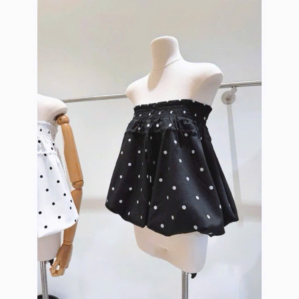 Áo Quây Nữ Chấm Bi Dáng Xòe – Áo Ống Babydoll Lưng Thun, Phong Cách Ulzzang Hàn Quốc HH8 | BigBuy360 - bigbuy360.vn