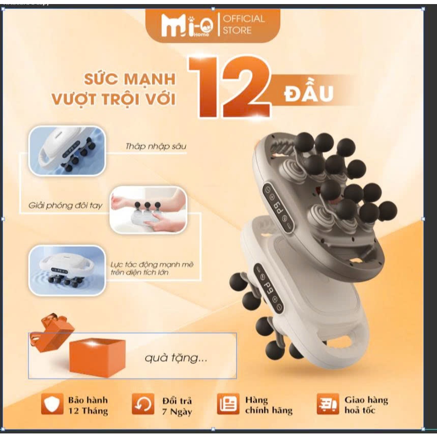 Máy Massage 12 Đầu Kèm Hồng Ngoại Chính Hãng Mi-Ohome YM-K60-12 – Giảm Đau Cơ | Thư Giãn Toàn Thân |