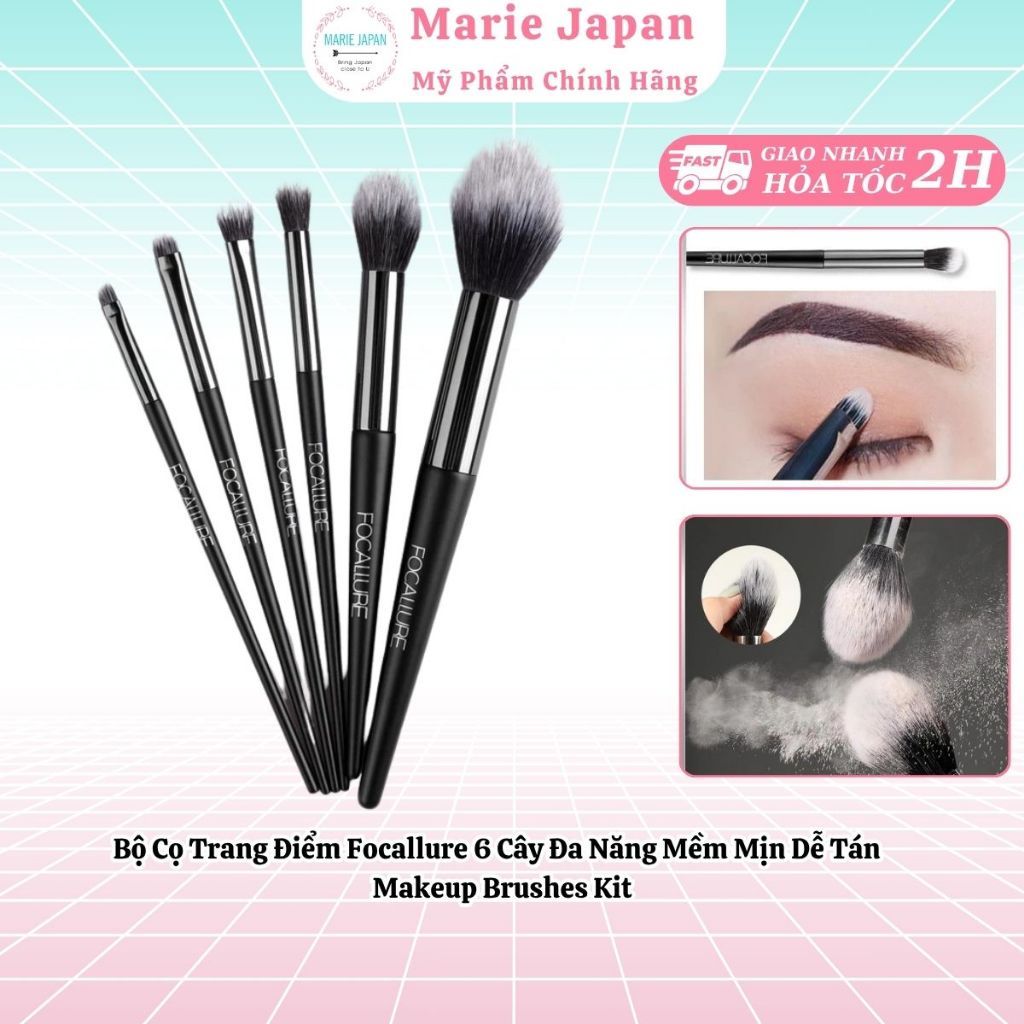 Bộ Cọ Trang Điểm Focallure 6 Cây Đa Năng Mềm Mịn Dễ Tán Makeup Brushes Kit