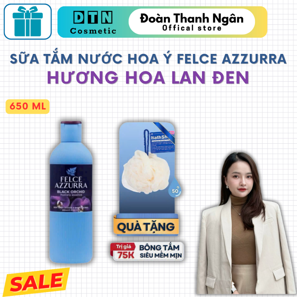 [ CHÍNH HÃNG ] Sữa tắm nước hoa Ý Felce Azzurra hương hoa lan đen 650ML