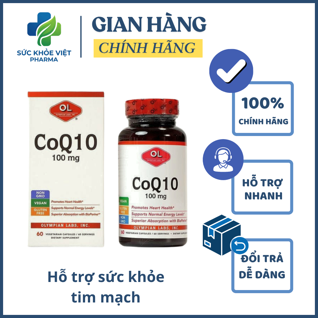 Viên uống Coq10 100Mg - Hỗ trợ sức khỏe tim mạch - Hộp 60 viên