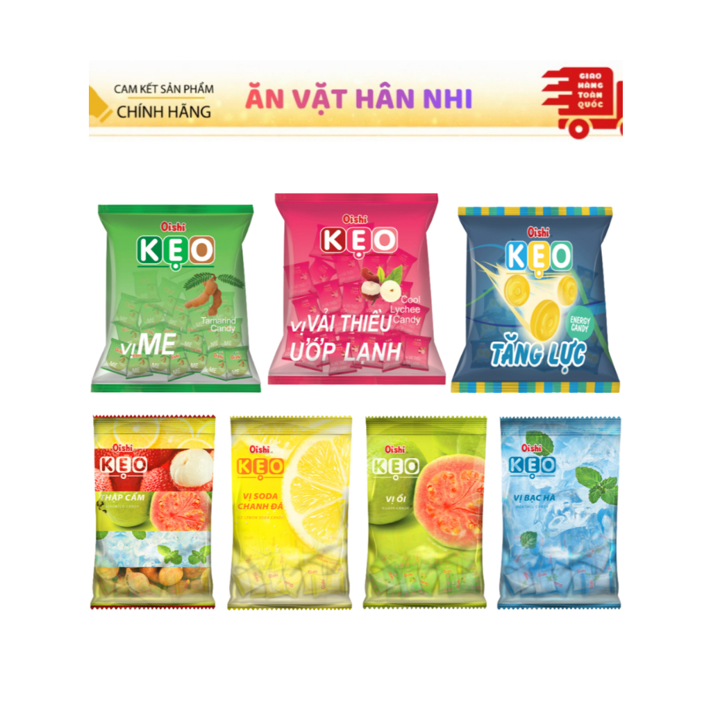 Combo Kẹo Oishi Gói 85g Đủ Vị - Sản Phẩm Chính Hãng