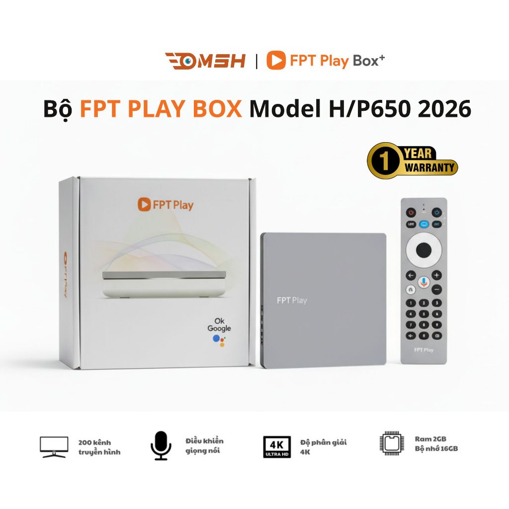 [Chính hãng FPT] FPT Play Box H/P650 Điều Khiển Giọng Nói Ram 2G Miễn Phí Thuê Bao