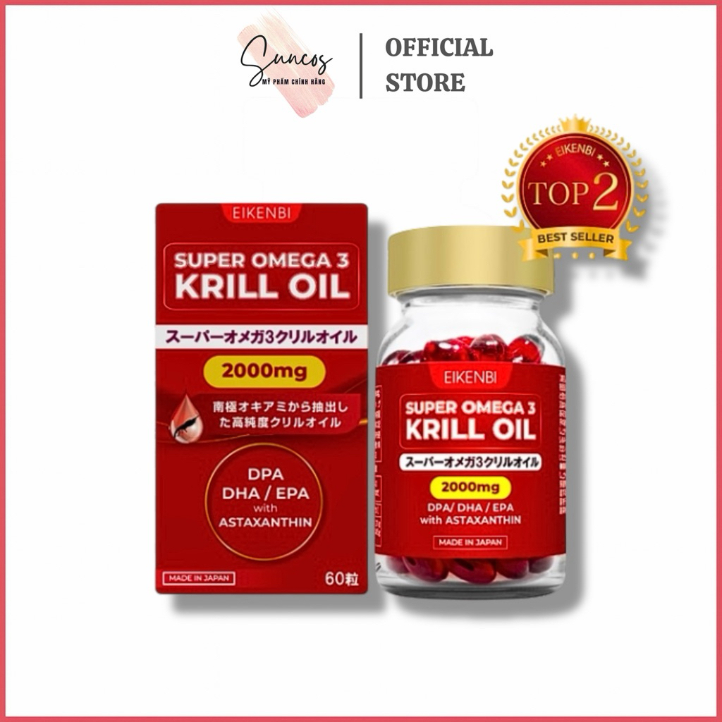 Dầu nhuyễn thể siêu Omega 3 Eikenbi Super Omega 3 Krill Oil Nhật Bản 60 viên - Suncos