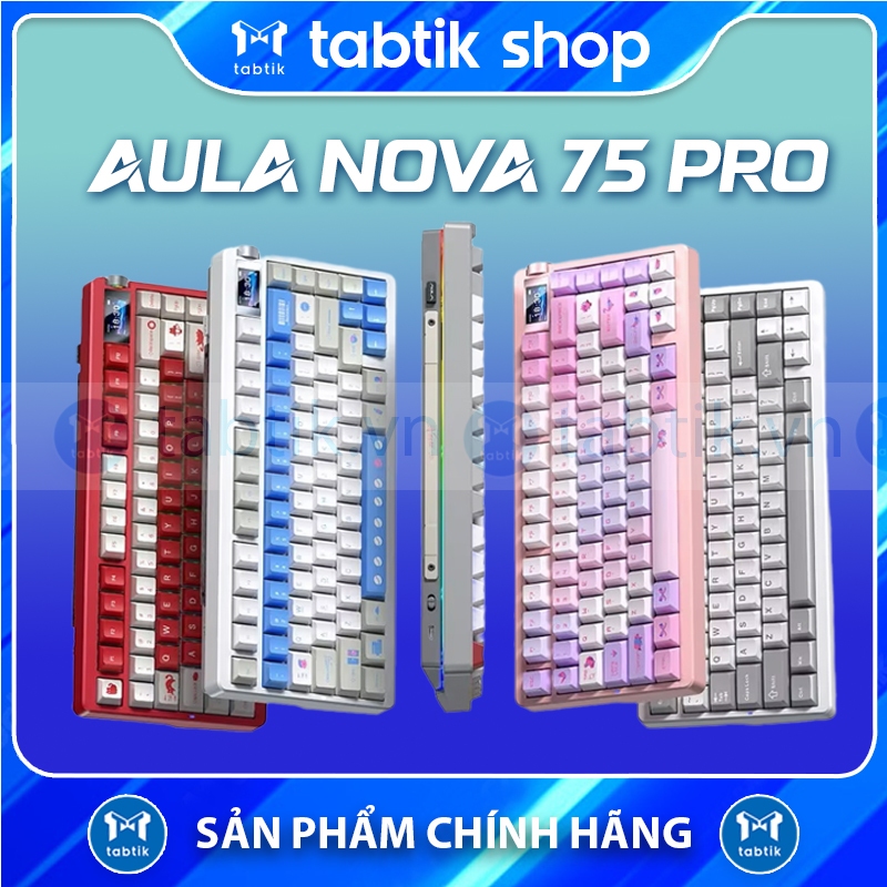 Bàn phím cơ gaming không dây Aula NOVA 75 Pro (3 Mode | Gasket Mount | LCD Display | RGB LED| 8.000maH)