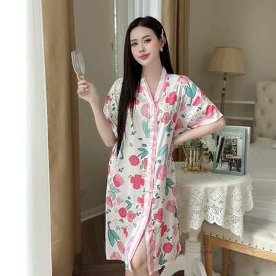 Váy ngủ sơ mi Hisexy cổ chữ y Pijama sơ mi form suông Lụa Latin Cao cấp SM24