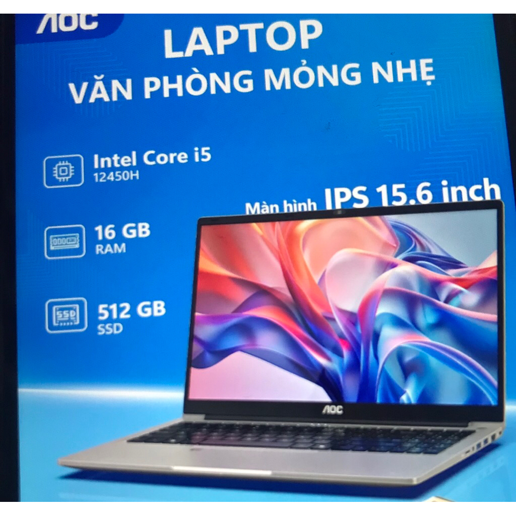 Laptop cũ AOC I5/12450H/ Ram 16GB/SSD 512GB