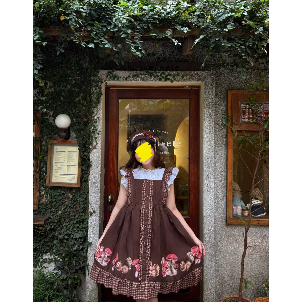 Váy đầm lolita nâu vintage tiểu thư công chúa 2hand pass thanh ký freesize