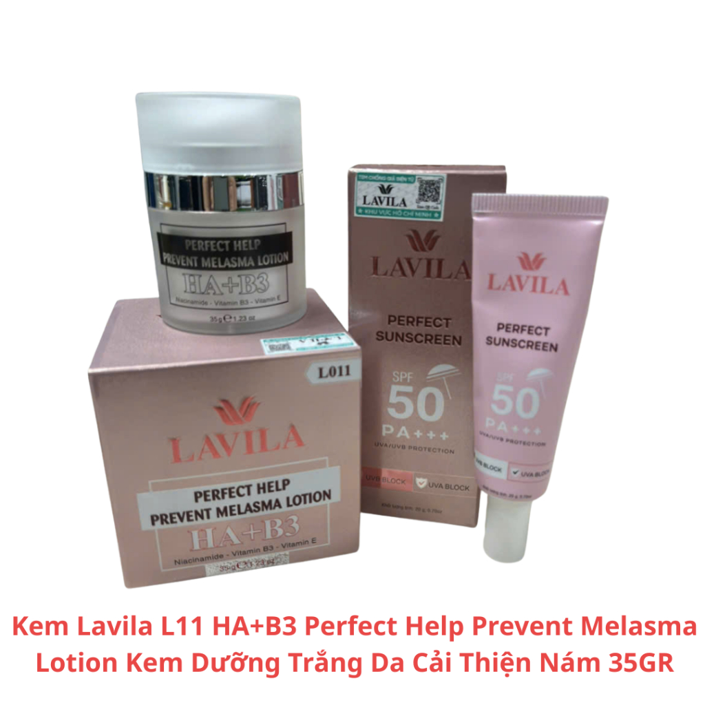 (L11) Kem Lavila  HA+B3 Perfect Help Prevent Melasma - Kem Dưỡng Trắng Cải Thiện Nám 35GR + Tặng kem