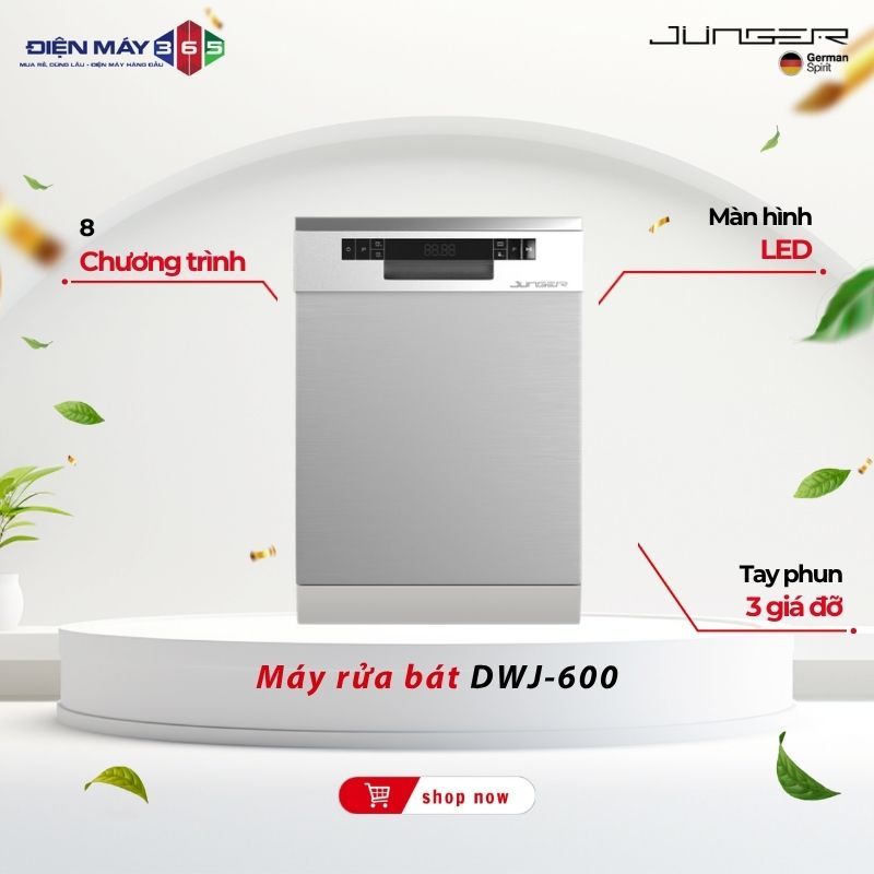 Máy rửa bát đĩa 14 bộ Junger DWJ-600 – Dung Tích Lớn Tiết Kiệm Nước
