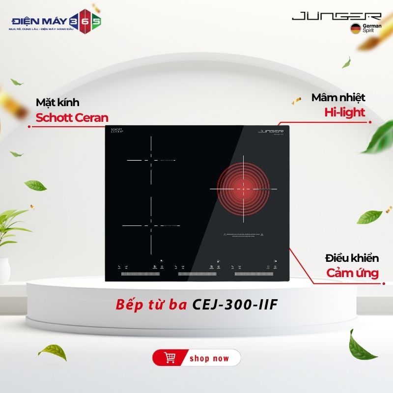 Bếp Điện Từ Ba JUNGER CEJ-300-IIF – Kính Chịu Nhiệt Inverter Bền Bỉ