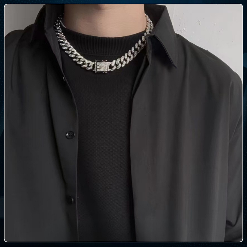 Dây chuyền Nam Cuban HipHop Punstore Dạng Chuỗi Xích Đẹp Streetwear Thép Titan - Cuban Đá
