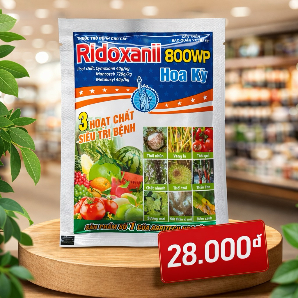 RIDOXANIL 800WP gói 45g với 3 hoạt chất mạnh mẽ quản lý thối nhũn, vàng lá, thán thư, nứt thân, sươn