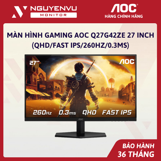 [Full Vat] Màn Hình Gaming AOC Q27G42ZE 27 inch 2K (QHD/Fast IPS/260Hz/0.3ms) - Bảo Hành 3 Năm