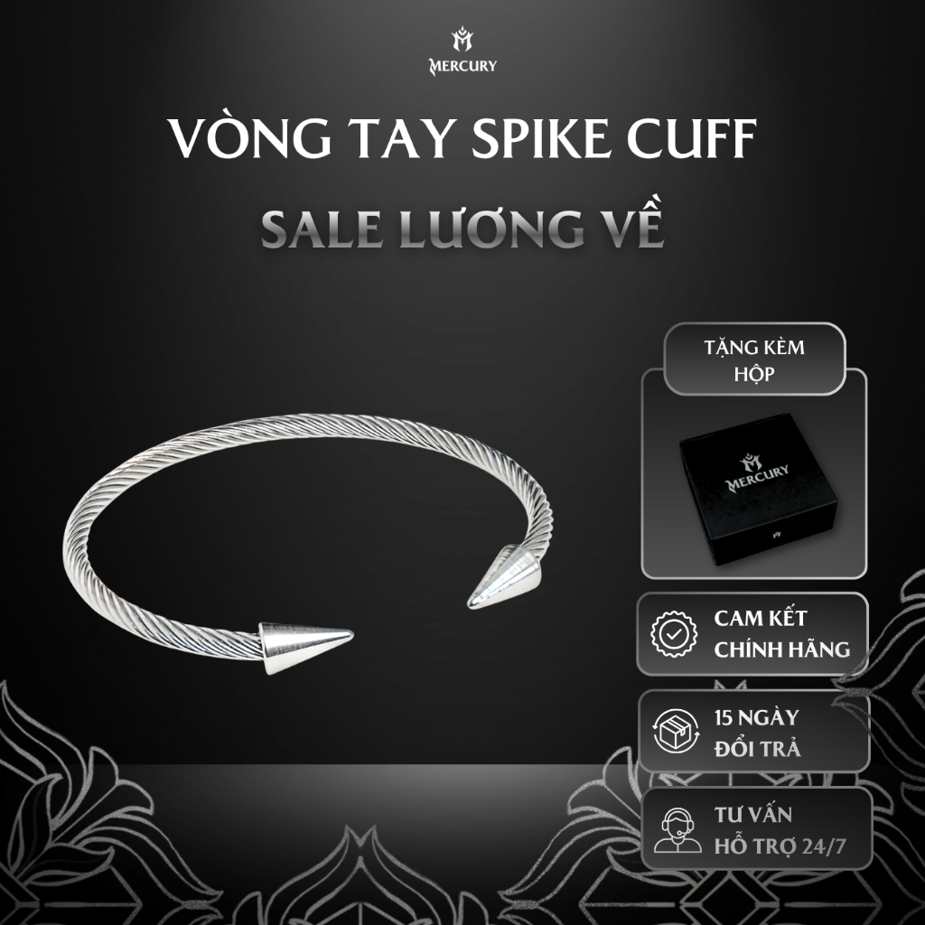 Vòng tay nam Merury Mercury Spike Cuff - Trang sức, phụ kiện thời trang đeo tay -Vòng tay không gỉ